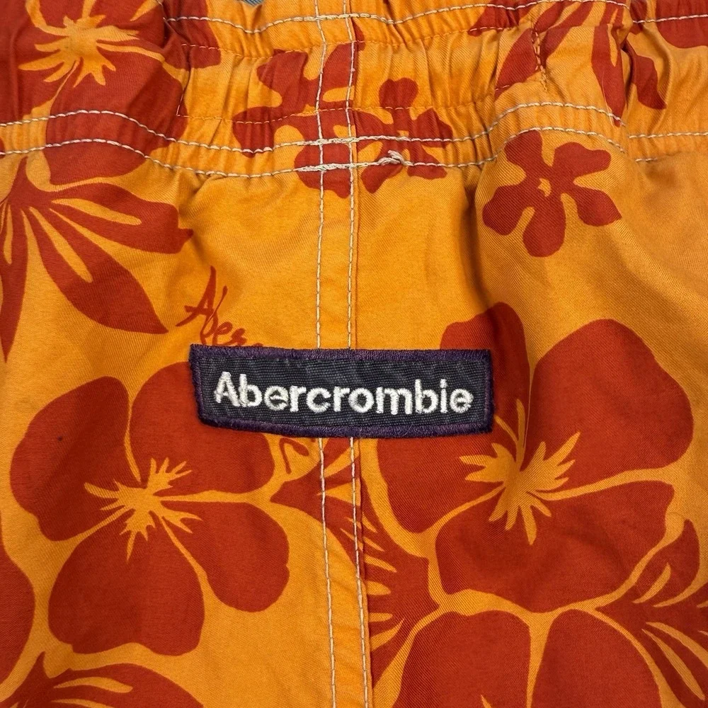 VTG Abercrombie & Fitch‎ Long Board Shorts Men's L Orange Red Floral Y2K 90's